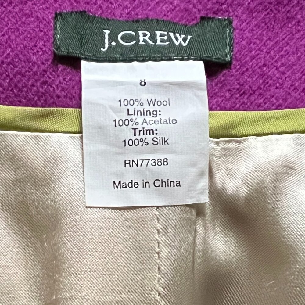 J CREW SILK POMPOM TRIM WOOL ASTRID JACKET SIZE 8 - Picture 4 of 10